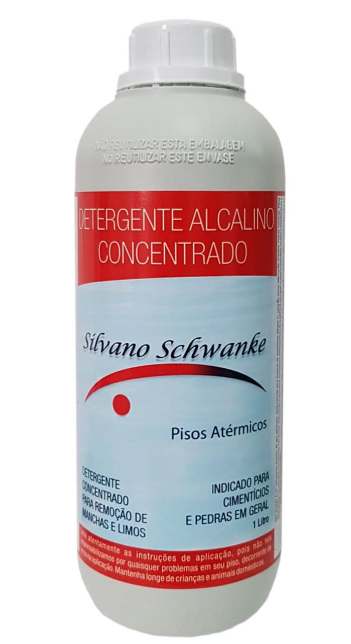 Detergente Alcalino Concentrado 1000ml Silvano Schwanke para limpeza de bordas e pisos atérmicos de piscina